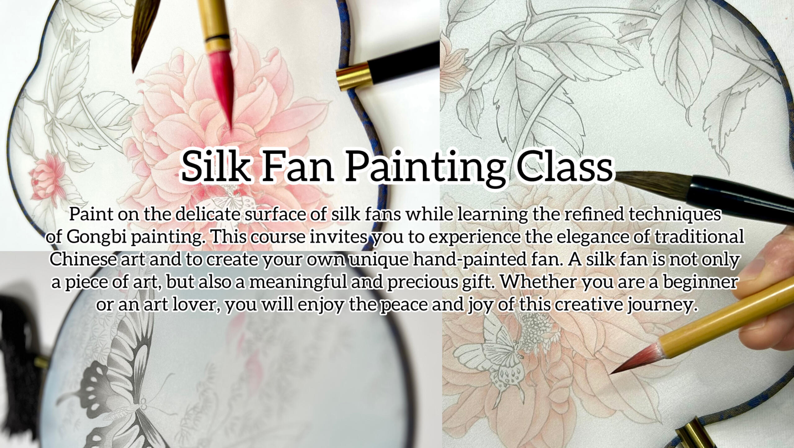 Silk Fan Painting - A Touch of Elegance 丝绢团扇绘画 - 一次优雅的艺术体验。Book via classbento.com.au, or click the link below the image for available dates.